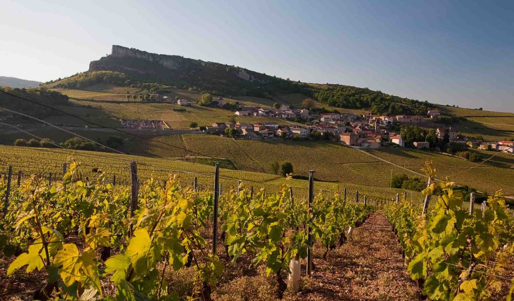 La Roche de Solutré, le village de Solutré-Pouilly et son vignoble